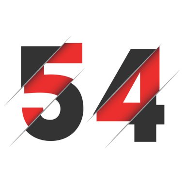 Yaratıcı Kesimi ve Siyah Daire Arkaplanı olan 54 5 4 Numaralı Logo Tasarımı. Yaratıcı logo tasarımı.