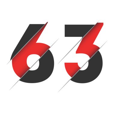 Yaratıcı Kesimi ve Siyah Daire Arkaplanı olan 63 Numara Logo Tasarımı. Yaratıcı logo tasarımı.