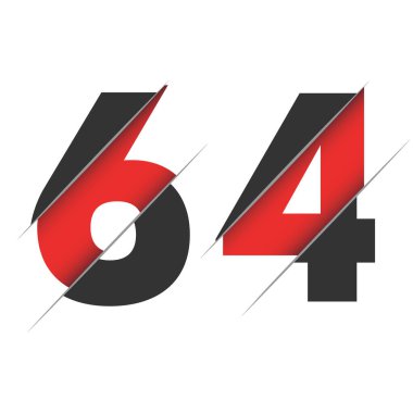 64 64 64 Numara Yaratıcı Kesimi ve Siyah Daire Arkaplanı olan Logo Tasarımı. Yaratıcı logo tasarımı.