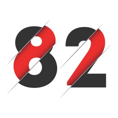 Yaratıcı Kesimi ve Siyah Daire Arkaplanı olan 82 Numara Logo Tasarımı. Yaratıcı logo tasarımı.