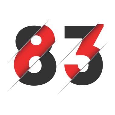 83 83 Numara Yaratıcı Kesimi ve Siyah Çember Arkaplanı olan Logo Tasarımı. Yaratıcı logo tasarımı.