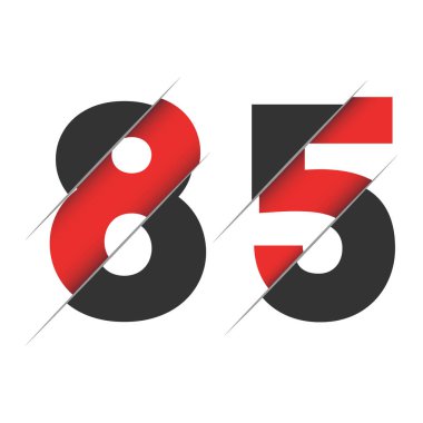 Yaratıcı Kesimi ve Siyah Daire Arkaplanı olan 85 85 Numaralı Logo Tasarımı. Yaratıcı logo tasarımı.