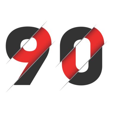 Yaratıcı Kesimi ve Siyah Çember Arkaplanı olan 90 90 Numara Logo Tasarımı. Yaratıcı logo tasarımı.