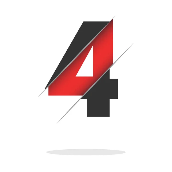 クリエイティブカットとブラックサークルの背景を持つ4つの数字のロゴデザイン クリエイティブロゴデザイン — ストックベクタ