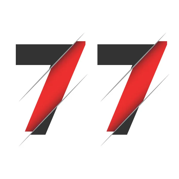 77クリエイティブカットとブラックサークルの背景を持つ数字のロゴデザイン クリエイティブロゴデザイン — ストックベクタ