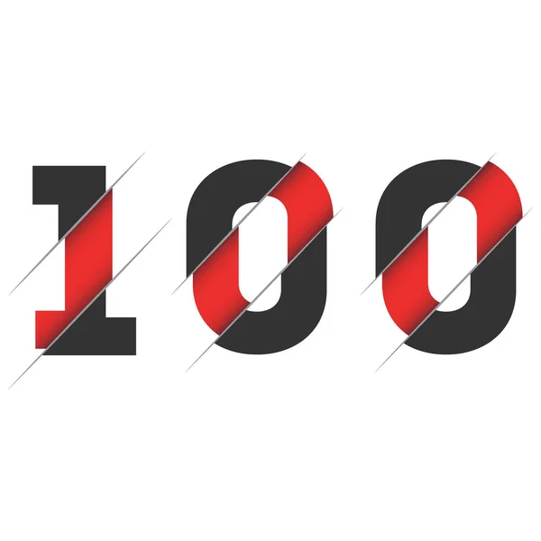 100 Número Logo Design Com Corte Criativo Design Logotipo Criativo — Vetor de Stock