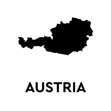 Avusturya haritası beyaz arka planda siyah renkte. Vektör illüstrasyonu