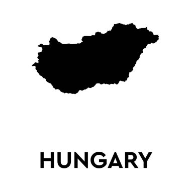 Hungary Country Geo haritası. Siyah silueti renklendirmesi kolay.
