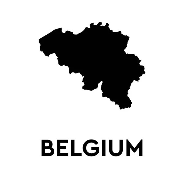 Carte Belgique Carte Vierge Belgique Silhouette Noire Contour Isolé Sur — Image vectorielle