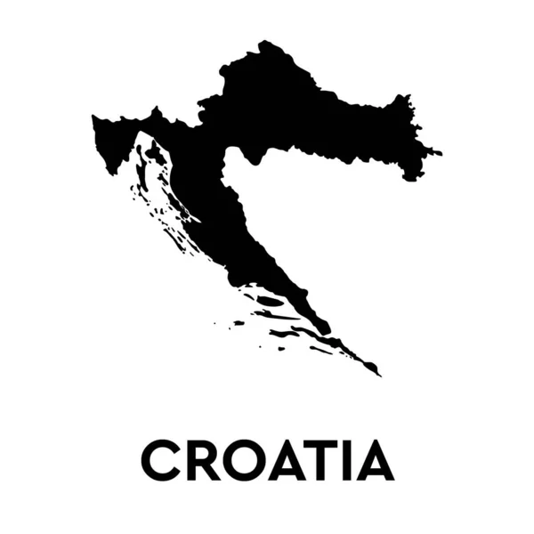 Чорна Мапа Хорватії Кордон Назвою Країни — стоковий вектор