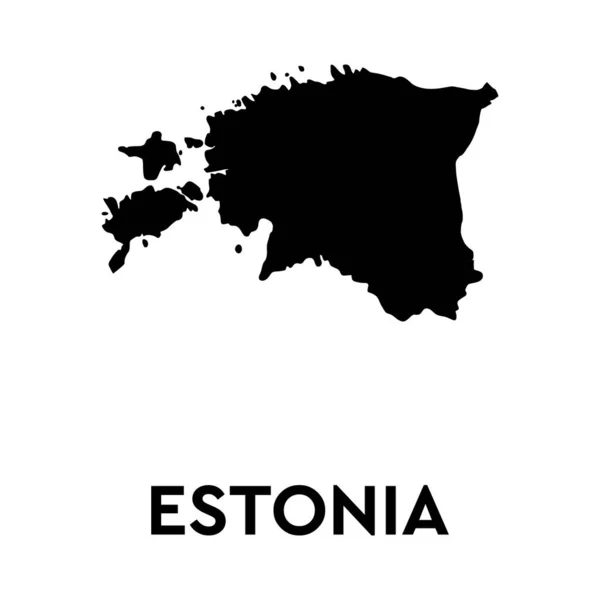 Векторна Карта Естонії Ізольований Вектор Чорний Білому Тлі Eps Illustration — стоковий вектор