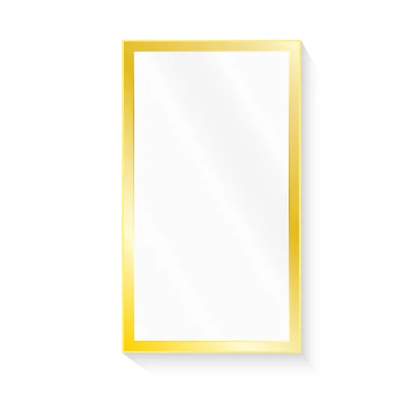 Realistiska Gyllene Speglar Ovala Rektangel Cirkel Fyrkantig Ram Vektor Uppsättning — Stock vektor