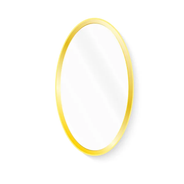 Realistische Spiegel Aufgestellt Spiegelnde Spiegelfläche Goldenem Rahmen Spiegelnde Glasvektorillustration — Stockvektor
