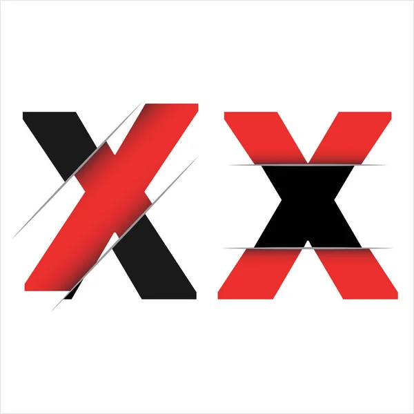 Litera Logo Design Wycięta Pośrodku Czerwoną Linią Ostrymi Krawędziami Kreatywny — Wektor stockowy