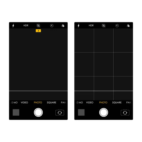 Пользовательский Интерфейс Видоискателя Камеры Фокусировка Экрана Время Записи Галерея Hdr — стоковый вектор