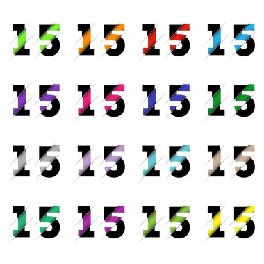 Kağıt kesiği 1515 numara. Gerçekçi 3D çok katmanlı kağıt kesim efekti beyaz arka planda izole edilmiş. Alfabe harfi yazı tipi. Doğum günü veya düğün karşılama tasarımı için dekorasyon ögesi