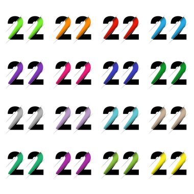 Kağıt kesiği 22 numara. Gerçekçi 3D çok katmanlı kağıt kesim efekti beyaz arka planda izole edilmiş. Alfabe harfi yazı tipi. Doğum günü veya düğün karşılama tasarımı için dekorasyon ögesi