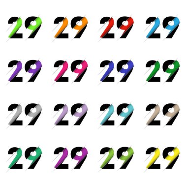 Kağıt kesiği 29 numara. Gerçekçi 3D çok katmanlı kağıt kesim efekti beyaz arka planda izole edilmiş. Alfabe harfi yazı tipi. Doğum günü veya düğün karşılama tasarımı için dekorasyon ögesi