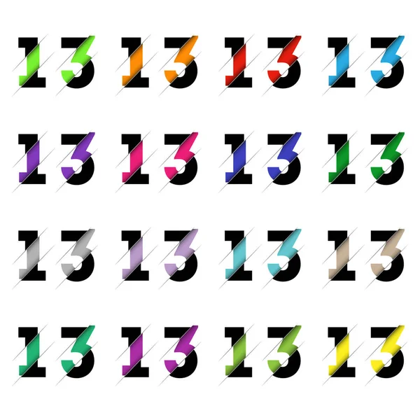 Papierschnitt Nummer Dreizehn Realistischer Mehrschichtpapierschnitt Effekt Isoliert Auf Weißem Hintergrund — Stockvektor