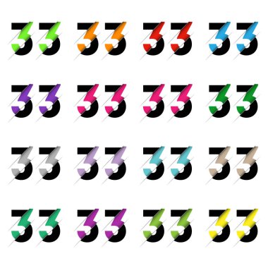 Kağıt kesiği 33 numara 33. Gerçekçi 3D çok katmanlı kağıt kesim efekti beyaz arka planda izole edilmiş. Alfabe harfi yazı tipi. Doğum günü veya düğün karşılama tasarımı için dekorasyon ögesi