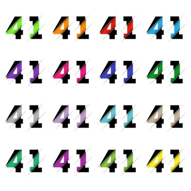 Kağıt kesiği kırk bir bir 41 numara. Gerçekçi 3D çok katmanlı kağıt kesim efekti beyaz arka planda izole edilmiş. Alfabe harfi yazı tipi. Doğum günü veya düğün karşılama tasarımı için dekorasyon ögesi