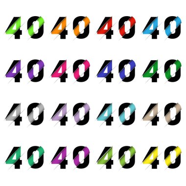 Kağıt kesiği 40 numara. Gerçekçi 3D çok katmanlı kağıt kesim efekti beyaz arka planda izole edilmiş. Alfabe harfi yazı tipi. Doğum günü veya düğün karşılama tasarımı için dekorasyon ögesi