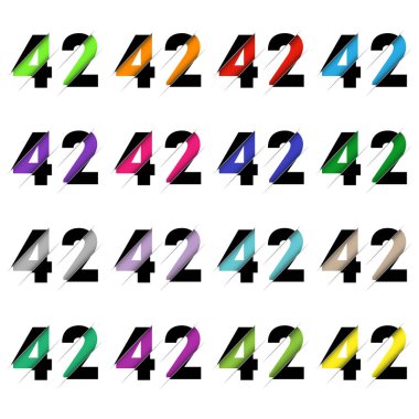 Kağıt kesiği 42 numara. Gerçekçi 3D çok katmanlı kağıt kesim efekti beyaz arka planda izole edilmiş. Alfabe harfi yazı tipi. Doğum günü veya düğün karşılama tasarımı için dekorasyon ögesi