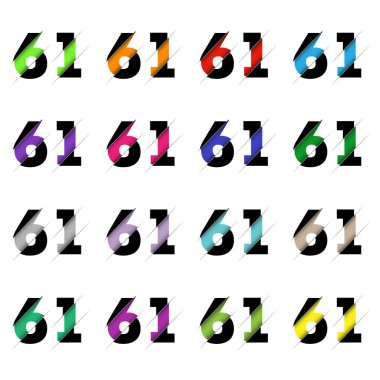 Kağıt kesiği 61 numara. Gerçekçi 3D çok katmanlı kağıt kesim efekti beyaz arka planda izole edilmiş. Alfabe harfi yazı tipi. Doğum günü veya düğün karşılama tasarımı için dekorasyon ögesi