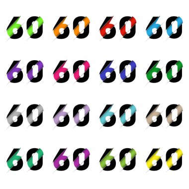 Kağıt kesiği altmış altmış numara. Gerçekçi 3D çok katmanlı kağıt kesim efekti beyaz arka planda izole edilmiş. Alfabe harfi yazı tipi. Doğum günü veya düğün karşılama tasarımı için dekorasyon ögesi