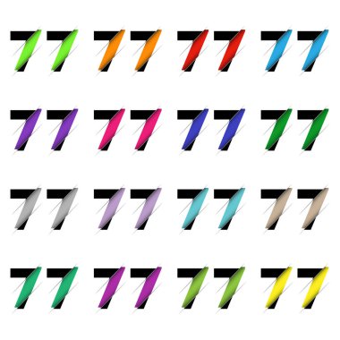 77 numaralı kağıt kesiği. Gerçekçi 3D çok katmanlı kağıt kesim efekti beyaz arka planda izole edilmiş. Alfabe harfi yazı tipi. Doğum günü veya düğün karşılama tasarımı için dekorasyon ögesi