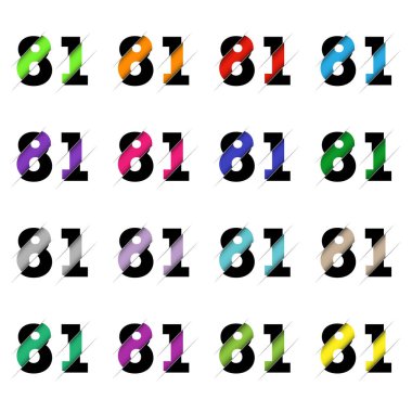 Kağıt kesiği 81 numara. Gerçekçi 3D çok katmanlı kağıt kesim efekti beyaz arka planda izole edilmiş. Alfabe harfi yazı tipi. Doğum günü veya düğün karşılama tasarımı için dekorasyon ögesi