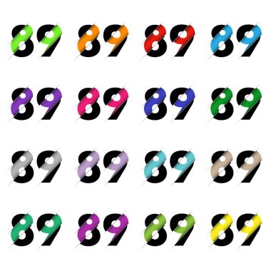 Kağıt kesiği 89 numara. Gerçekçi 3D çok katmanlı kağıt kesim efekti beyaz arka planda izole edilmiş. Alfabe harfi yazı tipi. Doğum günü veya düğün karşılama tasarımı için dekorasyon ögesi