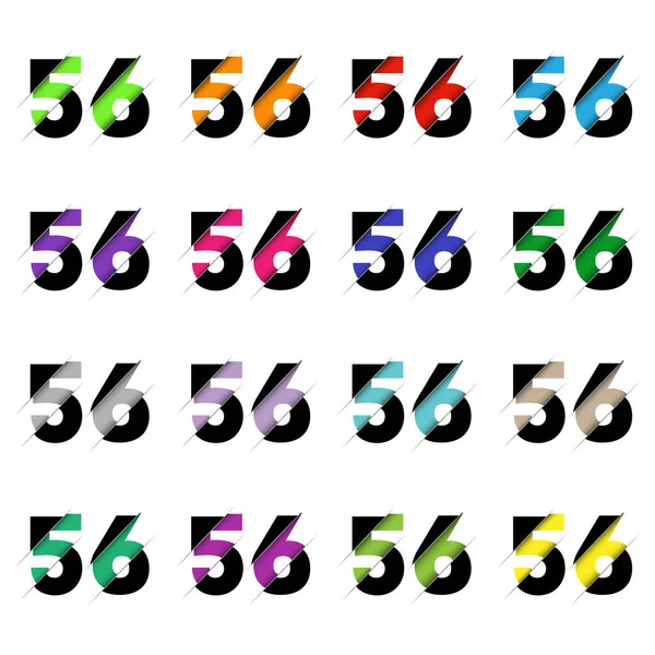 Kağıt kesiği 56 numara. Gerçekçi 3D çok katmanlı kağıt kesim efekti beyaz arka planda izole edilmiş. Alfabe harfi yazı tipi. Doğum günü veya düğün karşılama tasarımı için dekorasyon ögesi