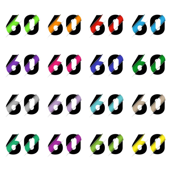 Kağıt kesiği altmış altmış numara. Gerçekçi 3D çok katmanlı kağıt kesim efekti beyaz arka planda izole edilmiş. Alfabe harfi yazı tipi. Doğum günü veya düğün karşılama tasarımı için dekorasyon ögesi