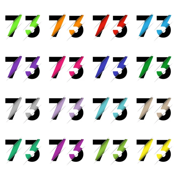 Kağıt kesiği 73 numara. Gerçekçi 3D çok katmanlı kağıt kesim efekti beyaz arka planda izole edilmiş. Alfabe harfi yazı tipi. Doğum günü veya düğün karşılama tasarımı için dekorasyon ögesi
