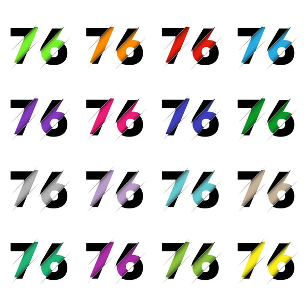 Paper Cut Number Seventy Six Realistic Multi Layers Papercut Effect — стоковый вектор