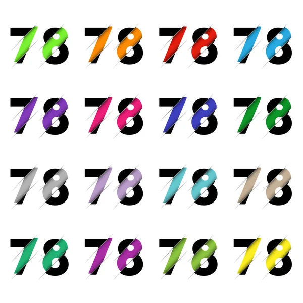 Kağıt kesiği 78 numara. Gerçekçi 3D çok katmanlı kağıt kesim efekti beyaz arka planda izole edilmiş. Alfabe harfi yazı tipi. Doğum günü veya düğün karşılama tasarımı için dekorasyon ögesi