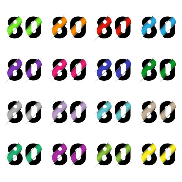Kağıt kesiği 80 numara. Gerçekçi 3D çok katmanlı kağıt kesim efekti beyaz arka planda izole edilmiş. Alfabe harfi yazı tipi. Doğum günü veya düğün karşılama tasarımı için dekorasyon ögesi