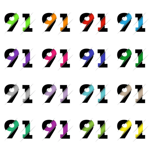 Paper Cut Number Ninety One Realistic Multi Layers Papercut Effect — стоковый вектор