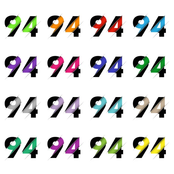 Paper Cut Number Ninety Four Realistic Multi Layers Papercut Effect — стоковый вектор