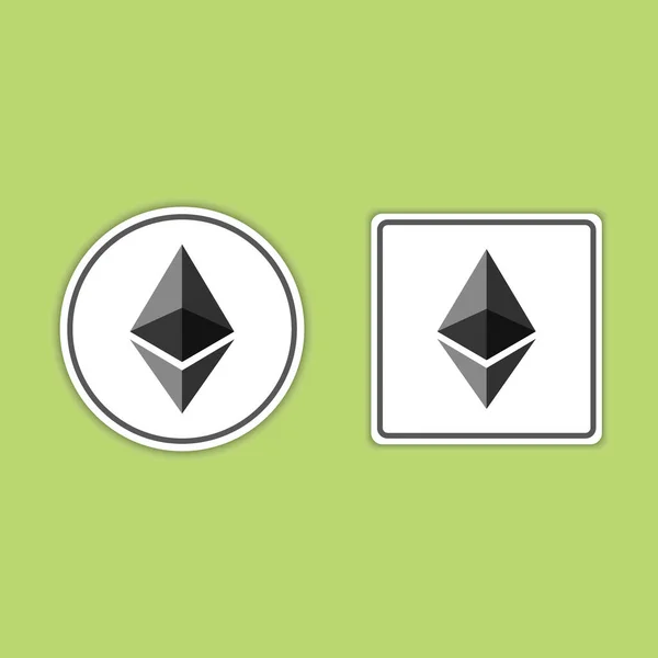 Белая Криптовалютная Монета Ethereum Eth Значок Изолирован Белом Фоне Цифровая — стоковый вектор