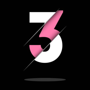 Yaratıcı Kesim ve Siyah Çember arka planlı 3 Numaralı Logo Tasarımı. Yaratıcı logo tasarımı.