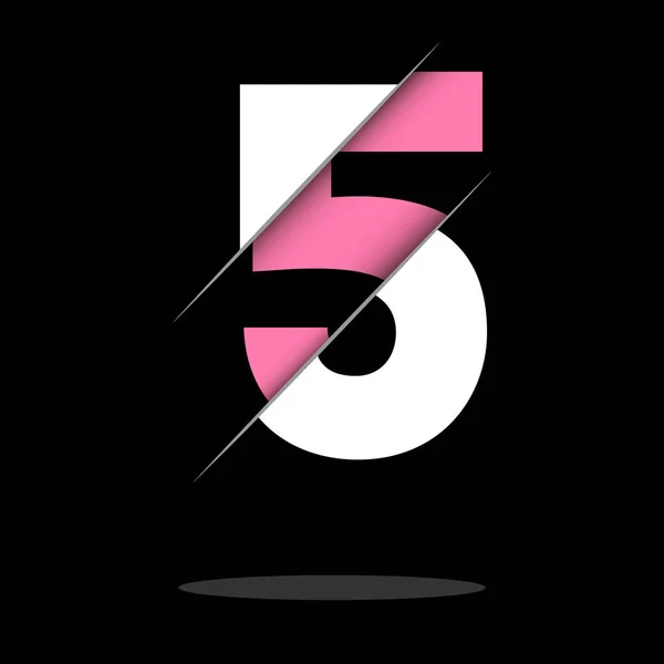 Λογότυπο Νούμερο Πέντε Μαύρο Και Πορτοκαλί Γυαλιστερό Στυλ Στοιχεία Διανυσματικού — Διανυσματικό Αρχείο