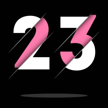 Yaratıcı Kesimi ve Siyah Daire Arkaplanı olan 23 Numara Logo Tasarımı. Yaratıcı logo tasarımı.