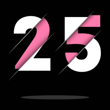 Yaratıcı Kesimi ve Siyah Çember Arkaplanı olan 25 25 25 Numara Logo Tasarımı. Yaratıcı logo tasarımı.