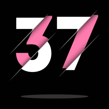 Yaratıcı Kesimi ve Siyah Çember Arkaplanı olan 37 37 37 Numara Logo Tasarımı. Yaratıcı logo tasarımı.