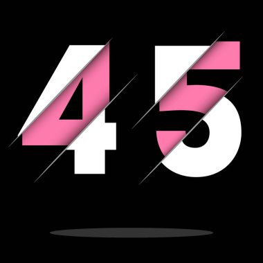 45 45 45 Numara Yaratıcı Kesimi ve Siyah Daire Arkaplanı olan Logo Tasarımı. Yaratıcı logo tasarımı.