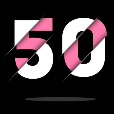 Creative Cut ve Black Circle özgeçmişi olan 50 50 numara logo tasarımı. Yaratıcı logo tasarımı.