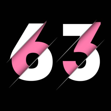 Yaratıcı Kesimi ve Siyah Daire Arkaplanı olan 63 Numara Logo Tasarımı. Yaratıcı logo tasarımı.
