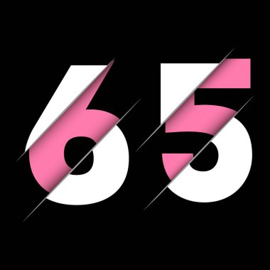 Yaratıcı Kesimi ve Siyah Çember Arkaplanı olan 65 65 numara Logo Tasarımı. Yaratıcı logo tasarımı.